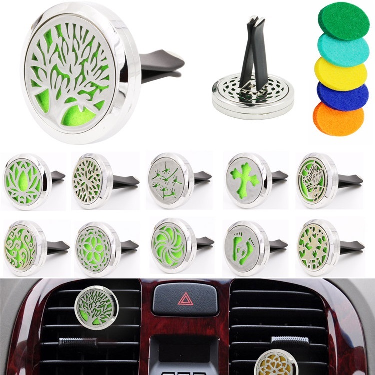 

73 Styles Newest Aromatherapy Home Essential Oil Diffuser For Car Air Freshener Perfume Bottle Locket Clip with 5PCS Washable Felt Pads