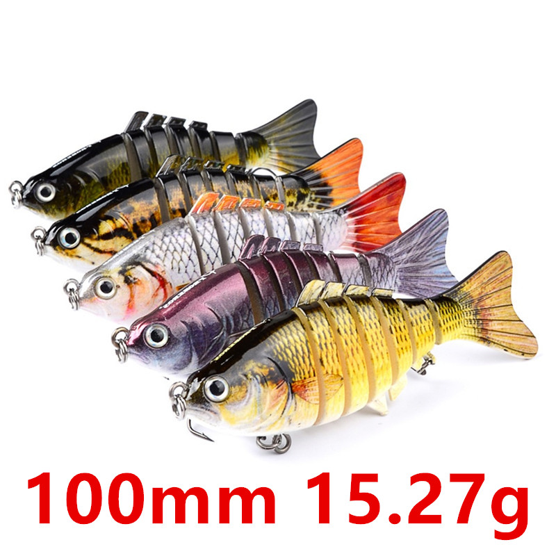 

Mixed 5 Color 100mm 15.27g Multi-section Fishing Hooks Fishhooks 6# Hook Hard Baits & Lures b-003
