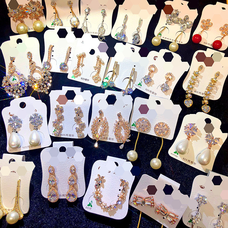 

Korean Style Women 925 Silver Needle Zircon Pearl Earrings Valentine's Day Girls Gift Statement Earrings Wholesale