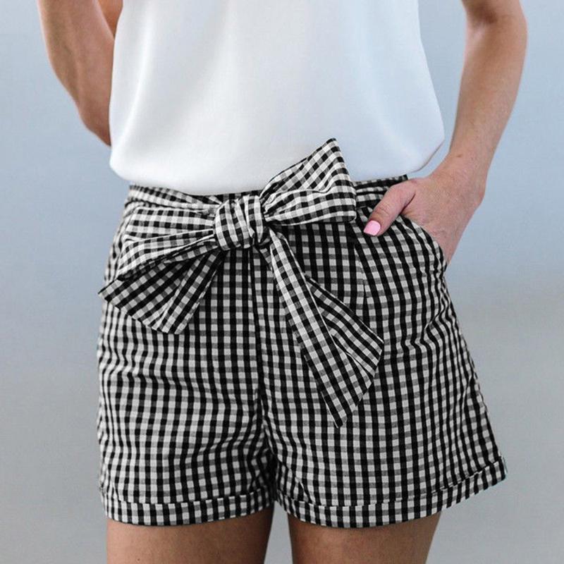 

2020 Fashion Summer Casual Bow Printing Women Ladies Summer Casual Pants Beach Bow Short Pants Trouser, Black