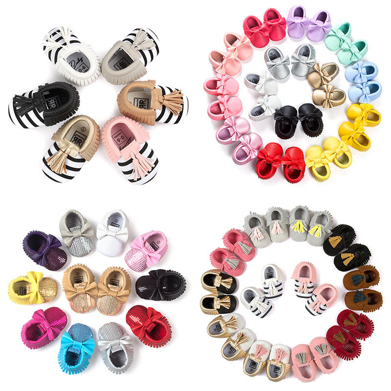 

Soft PU Cute Baby Shoes Tassel Bow Autumn 2020 Kids Shoes 56 Colors Walkers Shoes for Babies 17080404, As picture