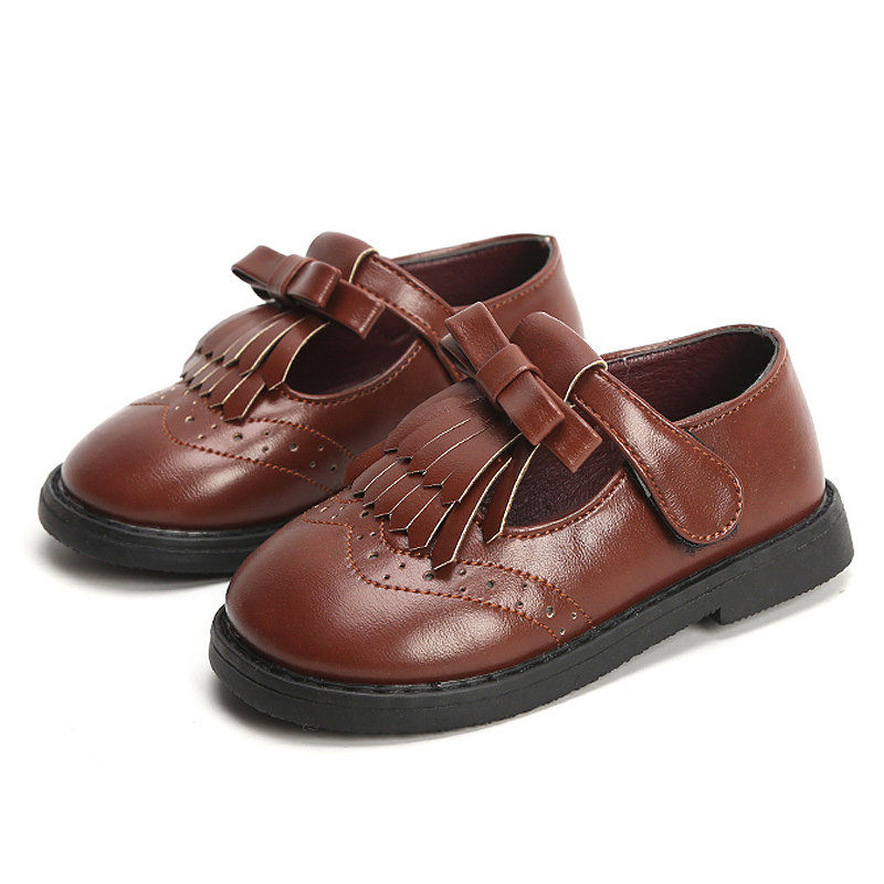 

Toddler Girls Classic Tassel T-Strap Leather Casual Shoes Non-slip Soft Mary Jane Uniform Shoes for Kids Baby Flat Dress, Red