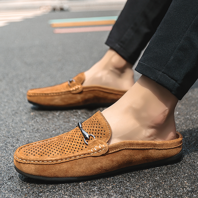 Mens Flats Dress Casual Sandals Hollow out Backless Summer Pull on Casual Shoes