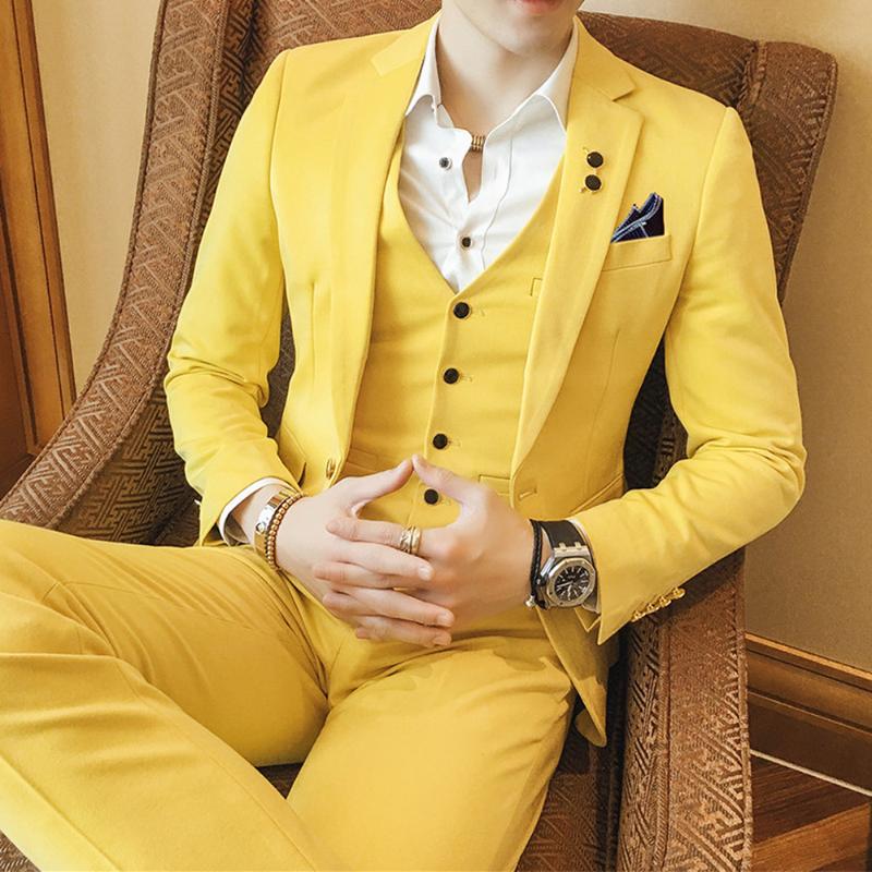 

Jacket + Vest + Pants ) Fashion Boutique Solid Color Mens Formal Business Suit Groom Wedding Wedding Dress Men Party Suit 3pcs, Black