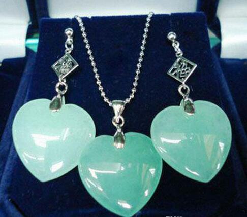 

Valentine's Day Gift Jade Pendant Necklace Earrings Women Jewelry Sets<<<free shipping, Customize