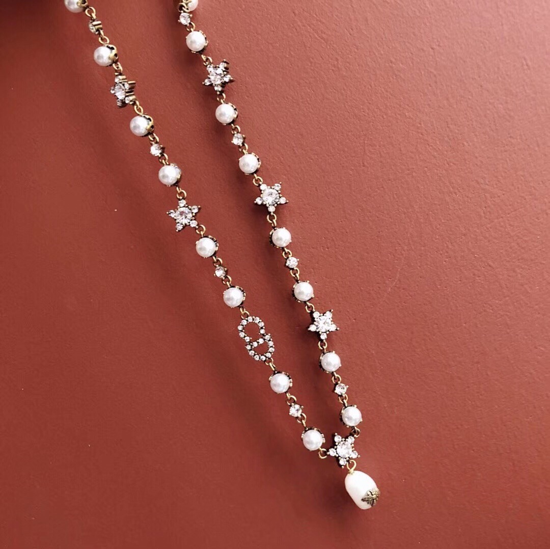 

D home bee Pearl star necklace women's ornaments High version