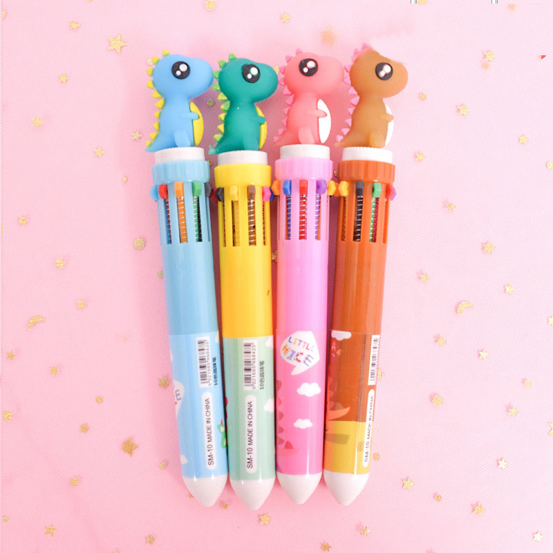 

Office Cartoon Colorful Writing Pen School Supply Stationery 10 Color Ballpoint Pens Lovely Student Flamingo Head Ballpoint Pen DH1328, Mix colors