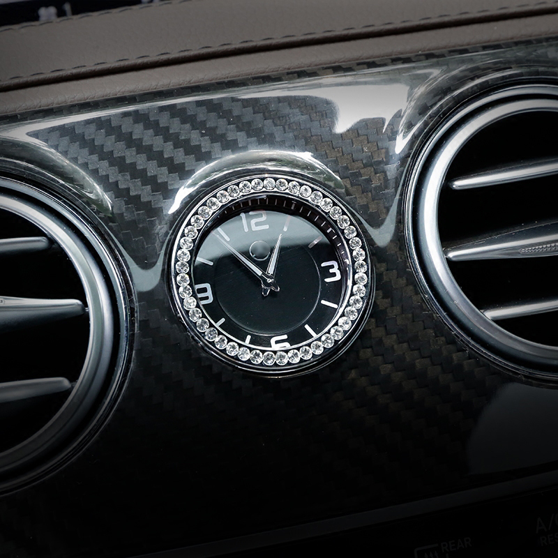 

Car-styling Middle Control Clock Watch Rhinestone Ring Cover Trim For Mercedes Benz C E S Class GLC W205 W213 W222 X253 Auto Accessories