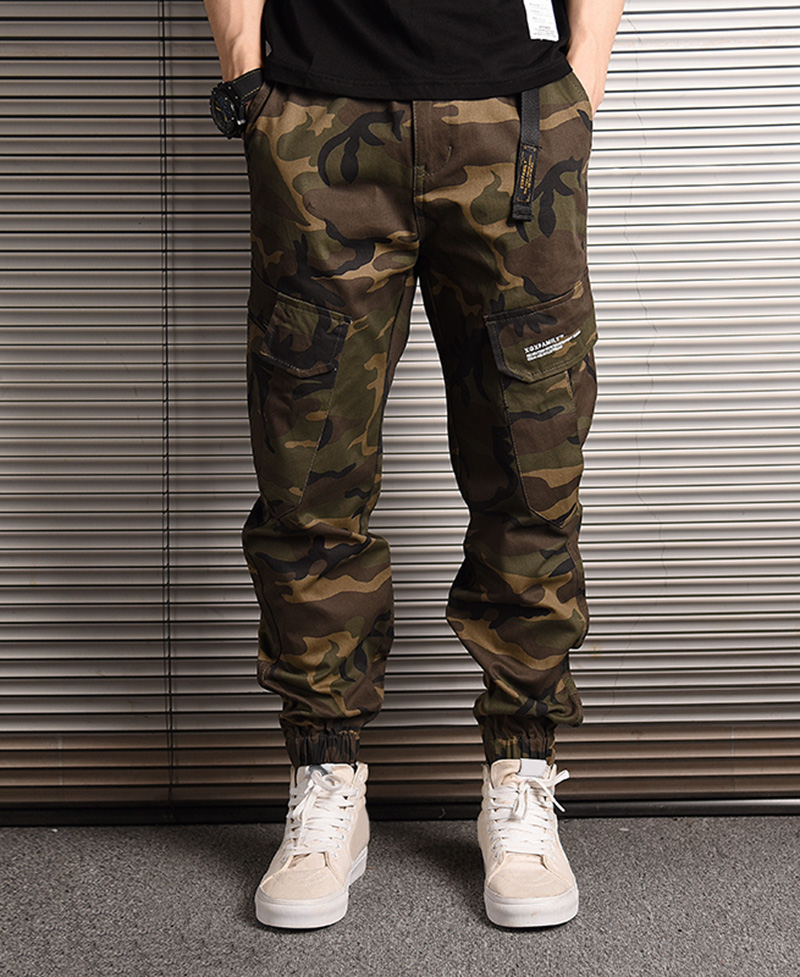 

New Mens Pants Fashion Camouflage Joggers Pants Men Women Zipper Overalls Beam Foot Trousers Irregular Jogging Pants, Black