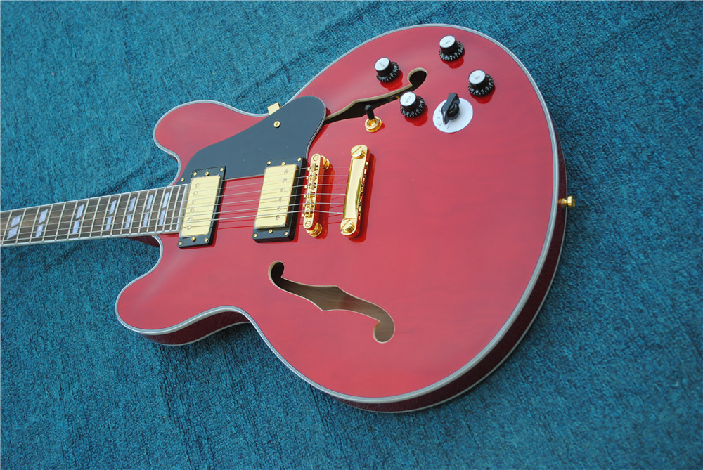 New style high quality custom electric guitar, double F hole on body ,semi hollow body jazz electric guitar, hot selling guitarra