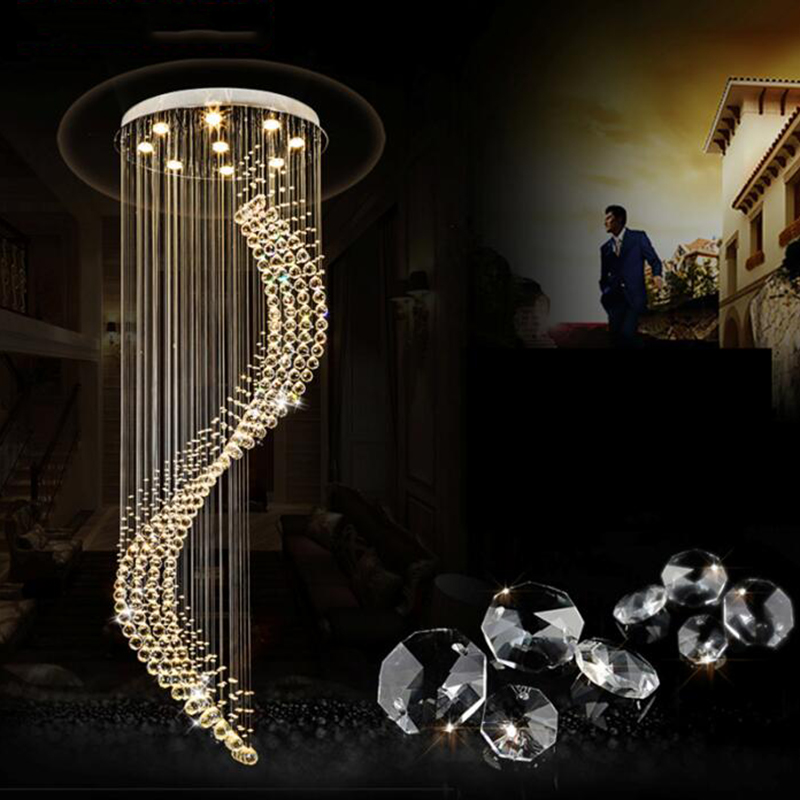 Crystal Modern Chandelier Single Spiral Ladder LED Chandeliers For