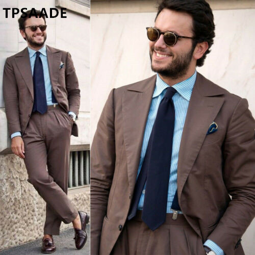 

2020 New Plus Size Brown Men Suits Costume Homme Terno Masculino Wedding Groom Prom Men Blazer masculino 2 Pieces Jacket Pant, Black
