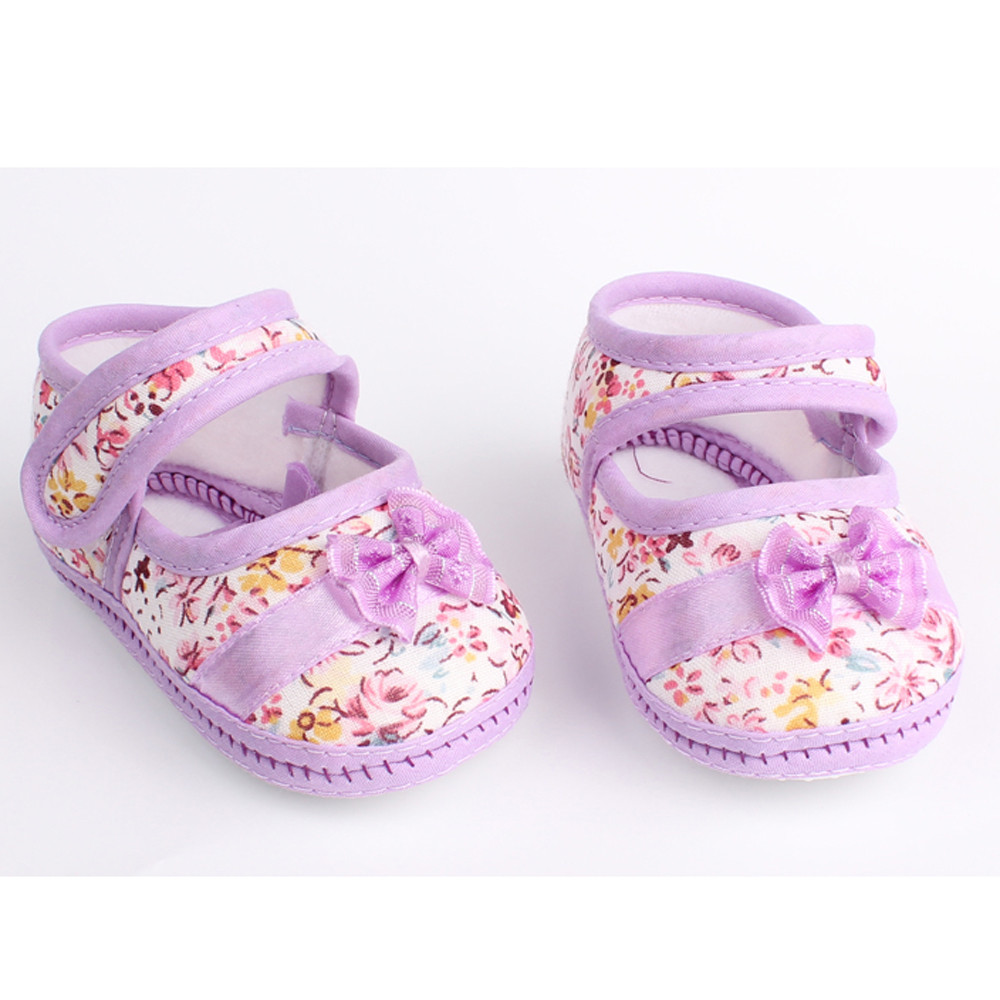 

Newborn Baby Girl Shoes Comfortable Soft Sole Lovely Bowknot Print Anti-slip Simple Casual Shoes Toddler