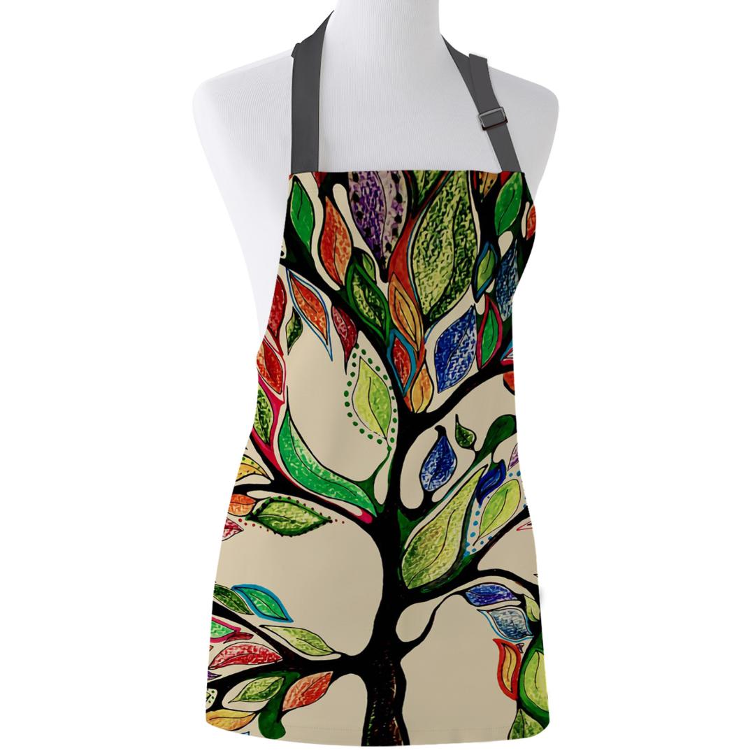 

Kitchen Apron Leaves Abstract Tree Of Life Adjustable Bib Canvas Aprons For Women Cooking Baking Restaurant Kids Apron Pinafore