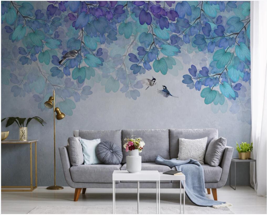 

custom photo 3d wallpaper European romantic fresh natural blue fantasy leaf forest room home decor 3d wall murals wallpaper for walls 3 d, Non-woven wallpaper