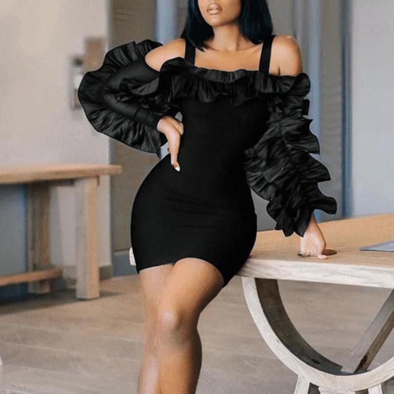 

Bandage Dress Women Bodycon Dress Slim Sheath Sexy Backless Long Sleeve 2020 Summer Casual Party Dresses Vestidos#J30, Black