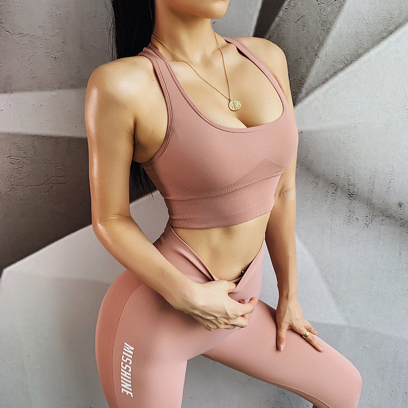 

2020 New High Stretch Breathable Top Fitness Women Padded Running Tops Yoga Gym Seamless Crop Bra Sexy Sport Bra Sports, Pink