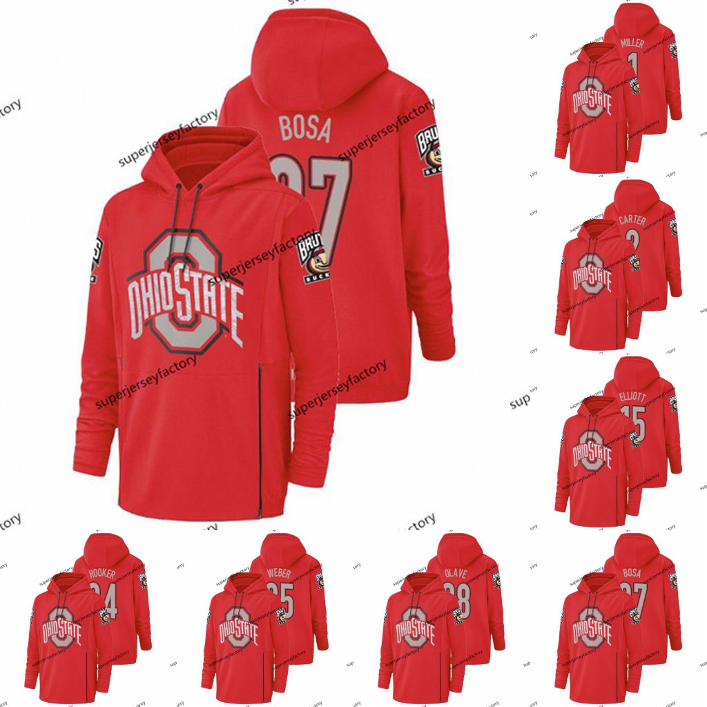 

Male Ohio State Buckeyes Champ Drive Football Hoodie 97 Joey Bosa Dwayne Haskins Braxton Miller Cris Carter Ezekiel Elliott Archie Griffin, Any name any number red
