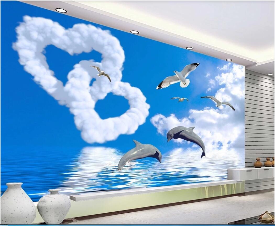 

3d wallpaper custom photo murals Heart to heart Aegean 3D TV background wall decor wall art pictures, Non-woven fabric