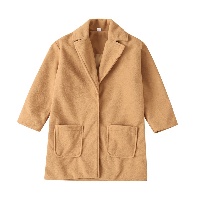 

2020 Hot sale Autumn And Winter Boys Solid Color Overcoat Woolen CoatLong-Sleeved Lapel Fashion Solid Color Overcoat, Brown