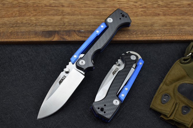 

COLD STEEL AD15 Folding Knife M390 Blade Carbon fiber blue titanium plated T6061 aluminum alloy Handle Tactical Multi-function knives