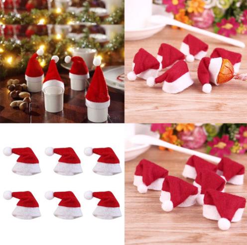 

Mini Santa Claus Hats for Lollipop Christmas Party Holiday Lollypop Top Topper Wine Bottle Doll Decor Cap Tableware Cover red