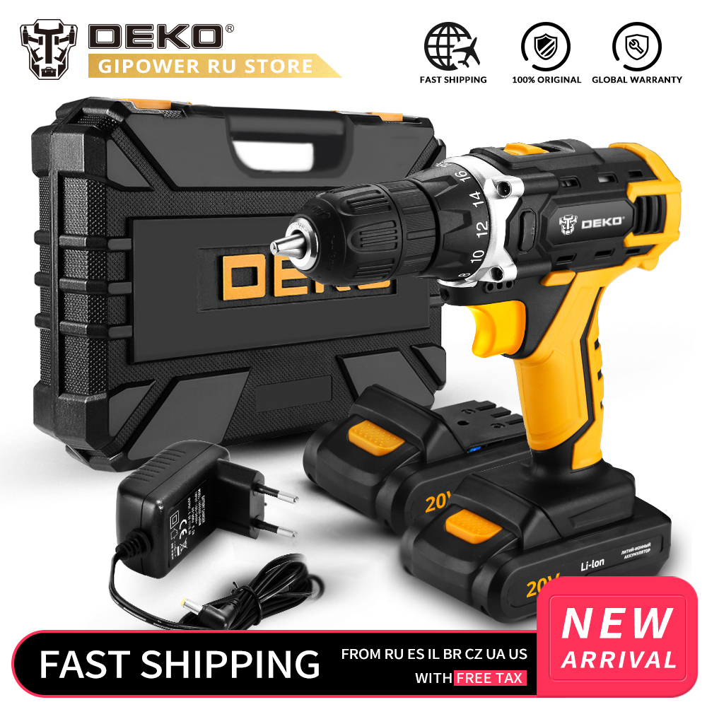 

DEKO New Sharker 20V DC Electric Screwdriver with Lithium Ion Battery Pack Cordless Drill for Home DIY Mini Wireless Power Tool