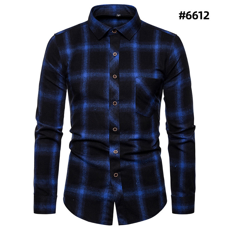 

New styles in spring and AutumnFlannel Shirt Men Slim Fit Plaid Casual shirts Long Sleeve Male Shirts Trend, 6618