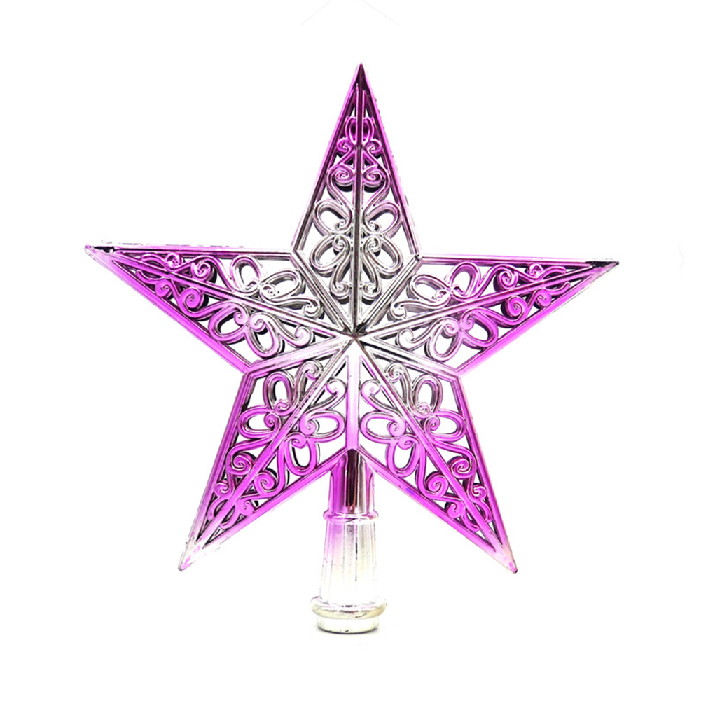 

Christmas Tree Star Topper Plastic Hollow Star Ornament Christmas Tree Top Decoration Silver&Rose Red Silver-Rose Red
