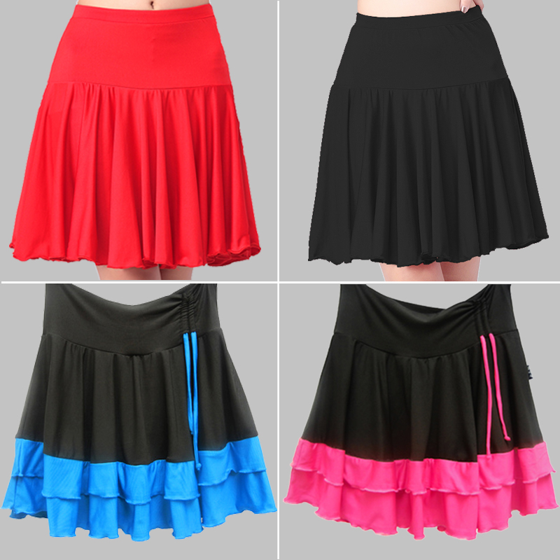 

2019 Sexy Women Latin Skirt Black/Purple Salsa Tango Rumba Samba Paso Ballroom Dance Dress latin dance skirts 2 paragraph, 1 black with red