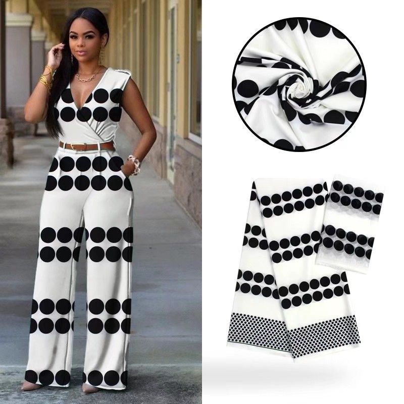 4Yards Beautiful white and black printed style african audel.modell silk lace fabric and 2Yards chiffon scarf for dress VS9-1-image-481477960