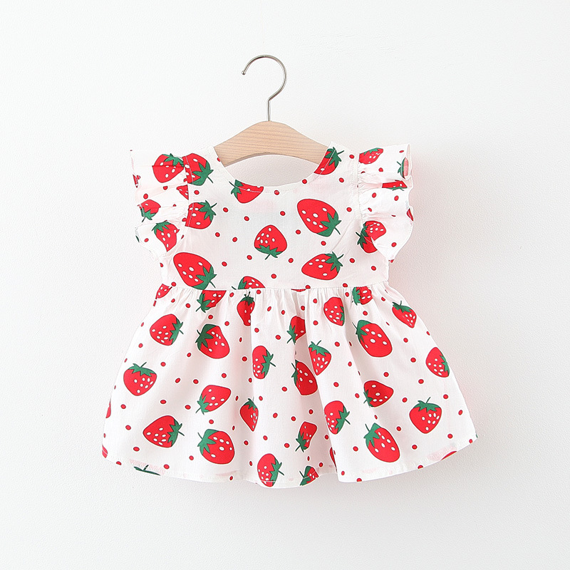 

2020 Summer Baby Girls Printed Fruit Strawberry Back Cross-Dress