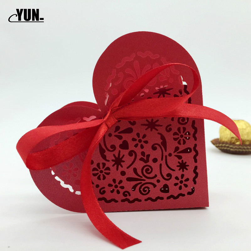 

10 pieces of love shape Christmas candy gift bag with rope Christmas tree biscuit box guest box party decoration 7D