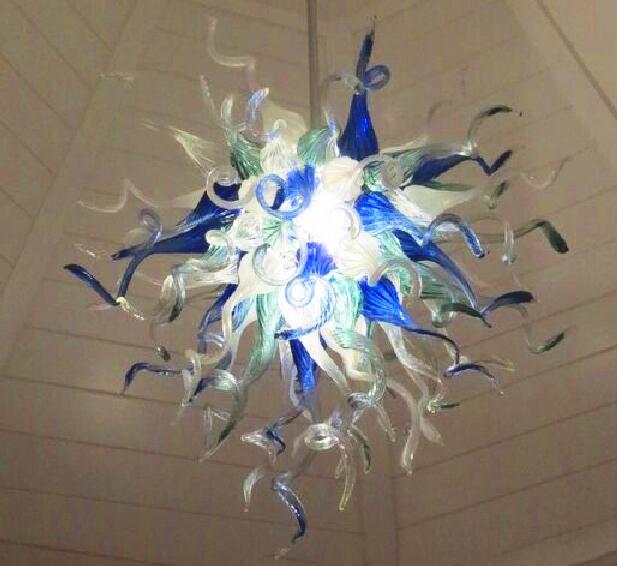 

Colored Hand Made Glass Chandelier Lighting for New House Art Decoration Cobalt Blue White Green Lampshade Cheap Price Chandelier