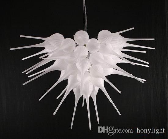 Wonderful Hand Blown White Glass Chandelier Lamps Christmas Lights Home Wedding Decoration LED Energy Saving Pendant Lighting-image-525058590