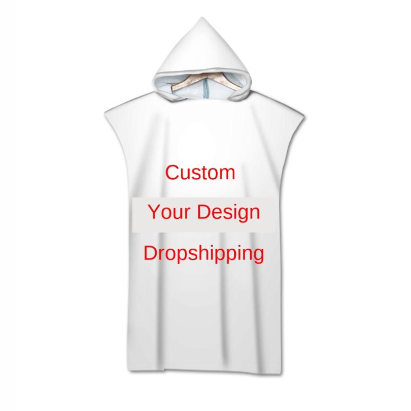 

2pcs Customized Wetsuit Microfiber Beach Towel Dress Swim Beach Surf Poncho Towel Hooded Changing Robe Beachwear Bikini Cover UP, Customized design
