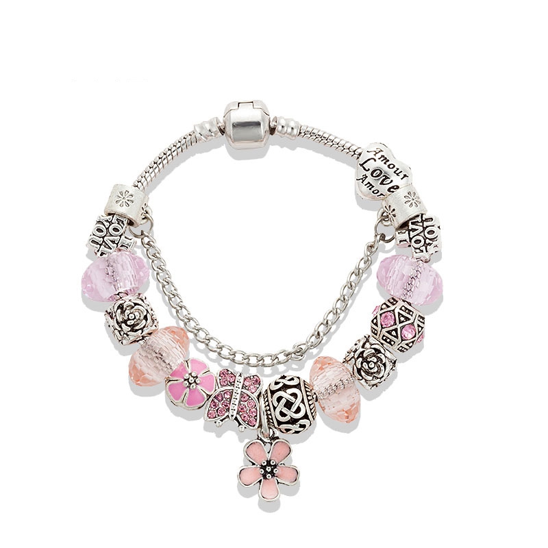 

Glamour Cute Pansy Pendant Luxury Designer For Pandora Silver Plated Original Box Set High Quality Holiday Gift Free Shipping