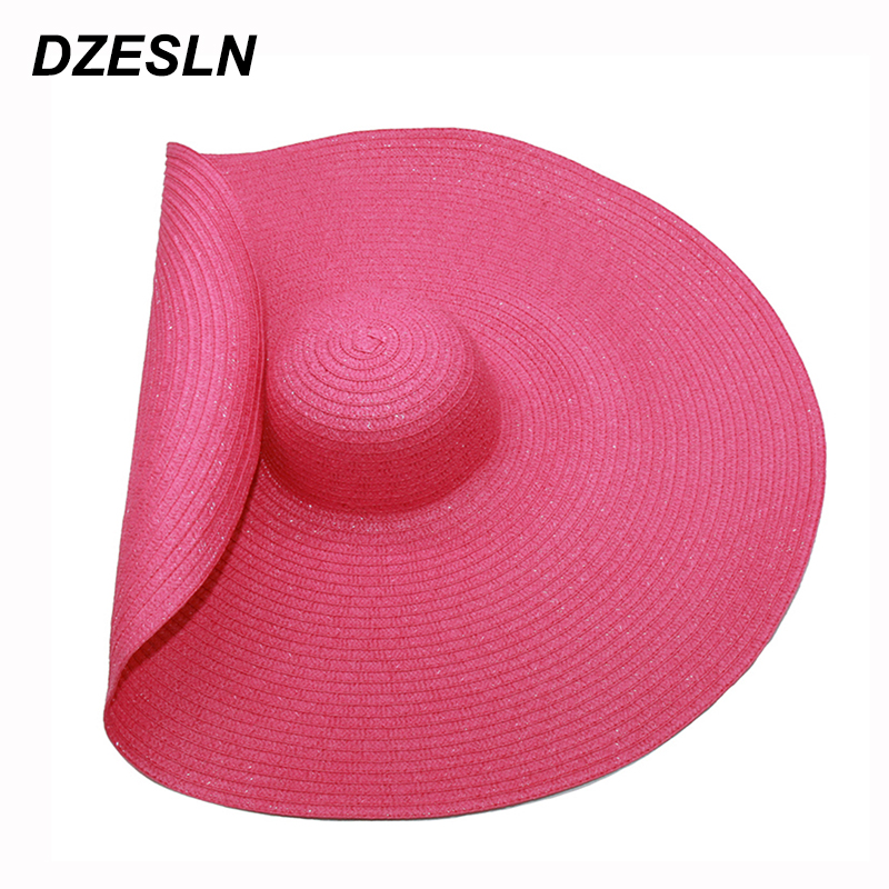 

Wide Brim Hats Drop Wholesale Women Bigger Beach 15 Colors Oversized Sun UV Hat Foldable NH974, Beige