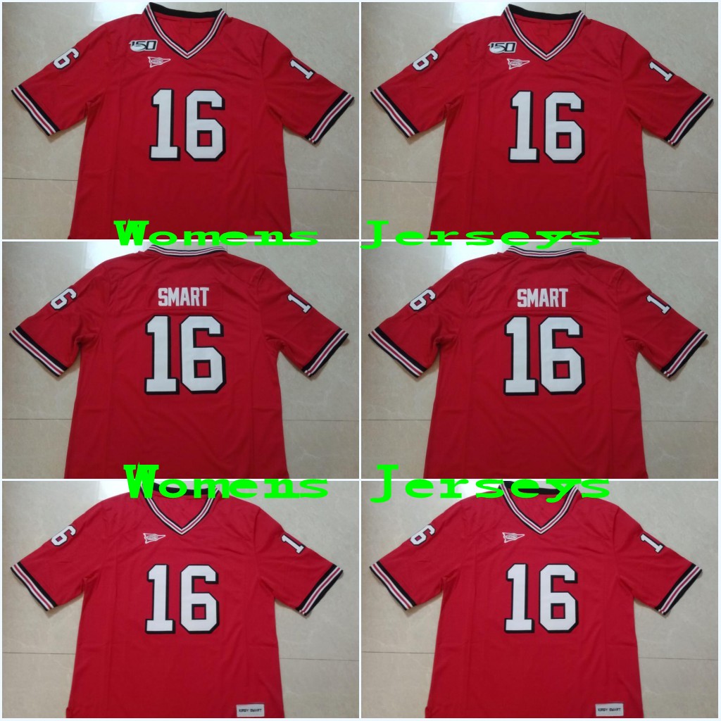 

UGA #16 Kirby Smart Womens 150TH Georgia Red Color 2019 New Style Name Number Stitched College Football Jerseys Can Mix Order Free Shipping