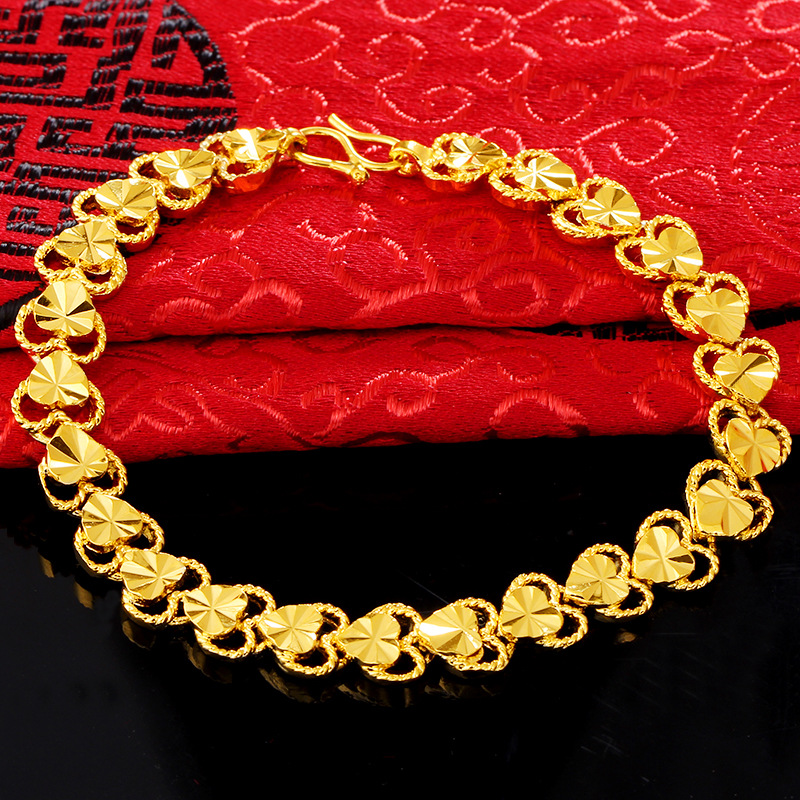 

Gold-Plated Heart Bracelet European Coins Ornament Fair Hot Sale Foreign Trade Imitation Gold Women's Bracelet