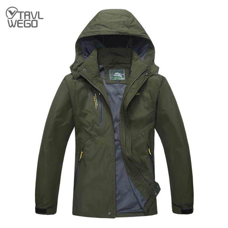 

TRVLWEGO Men Spring Autumn Outing Outdoor Hiking Jackets Travel Waterproof Windbreaker Climbing Camping Rain Coat, Black