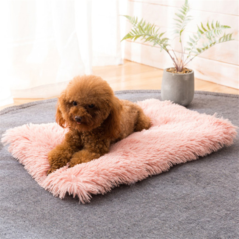 

Winter Dog Bed Mat Soft Fleece Pet Cushion House Warm Puppy Cat Sleeping Bed Blanket For  Medium Large Dogs Cats Kennel, Gray