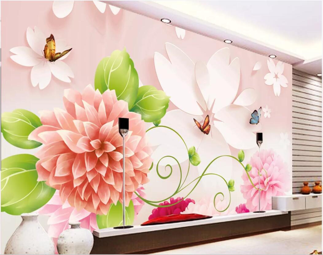

3d room wallpaper custom photo mural Butterfly Love Flower 3D Fashion TV Background home decor wall art pictures wallpaper for walls 3 d, Non-woven fabric