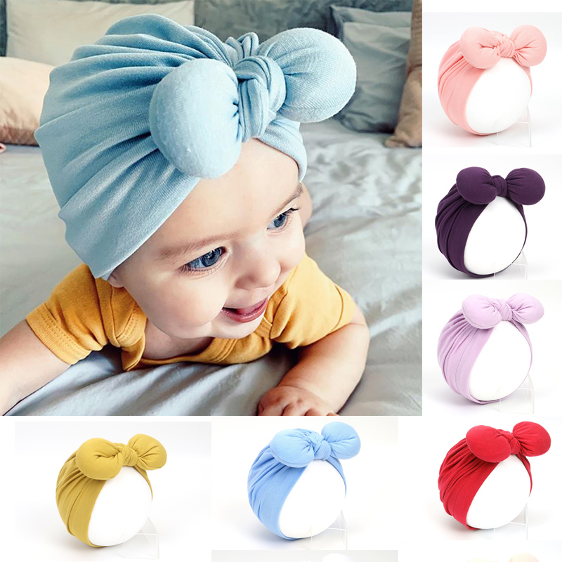 Bebe Mignon Costume Mignon Turban Chapeau Vintage Doux Bun Knot Nourrisson Bonnet Doux Mignon Cap Coton Chapeau Bebe Tete Wrap Tete Pour Cap Garcons Filles Noir 1pc