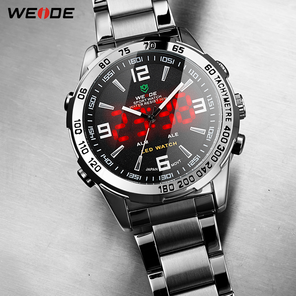 

Weide Men's Watches Led Digital Quartz Hour Business Black Dial Wristwatch Waterproof Clock Military Army Relogio Masculino 2019 J190715