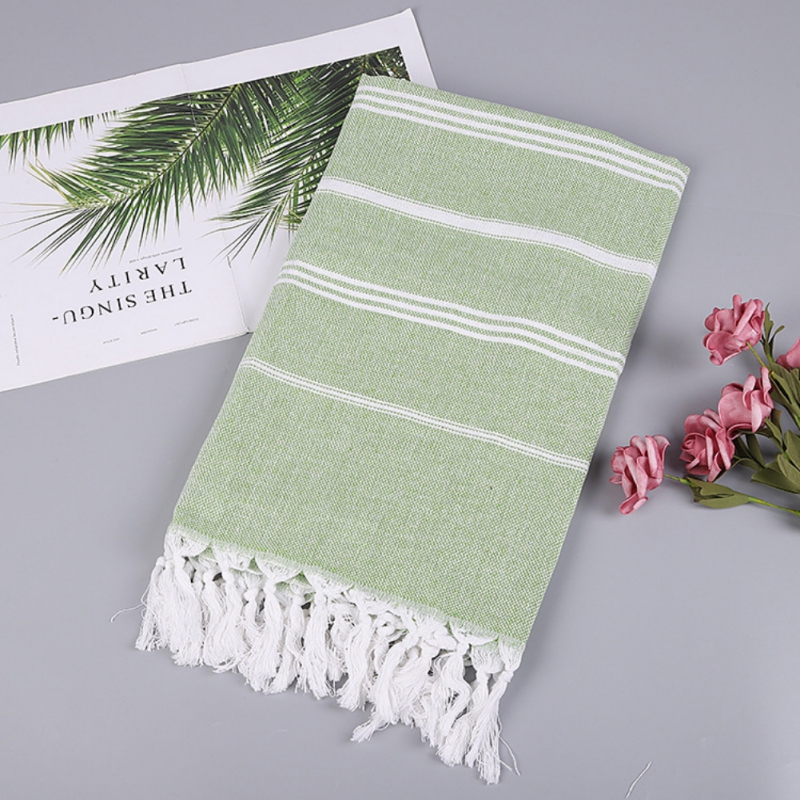 

Double-Headed Bath Towels Beach Towel Linen Yoga Mat Cotton And Linen Simple Striped Scarf