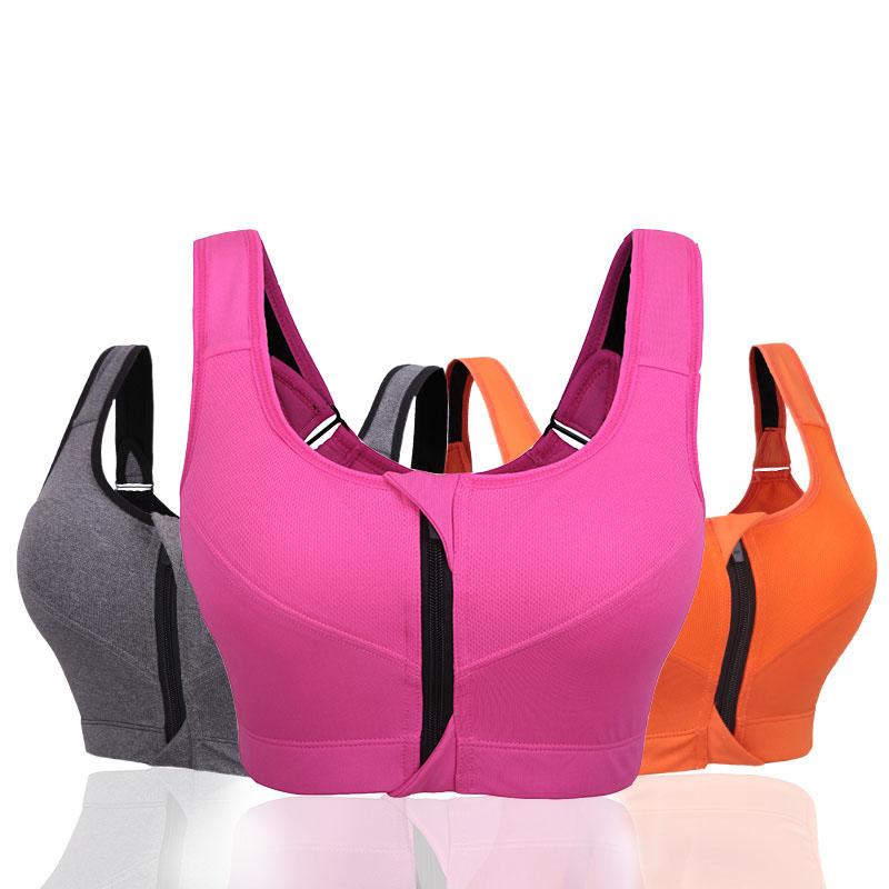 

Professional Level 4 Stretch Sports Bras Shockproof Fixed Quick-drying Underwear Vest Women Running Gym Zipper Adjustable Strap, Red;black