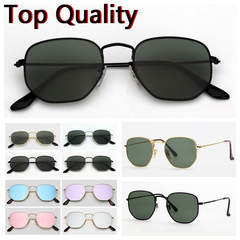 

designer sunglasses hexagonal sunglasses men women male female shades sunglasses with brown or black leather case,all retailing accessories!