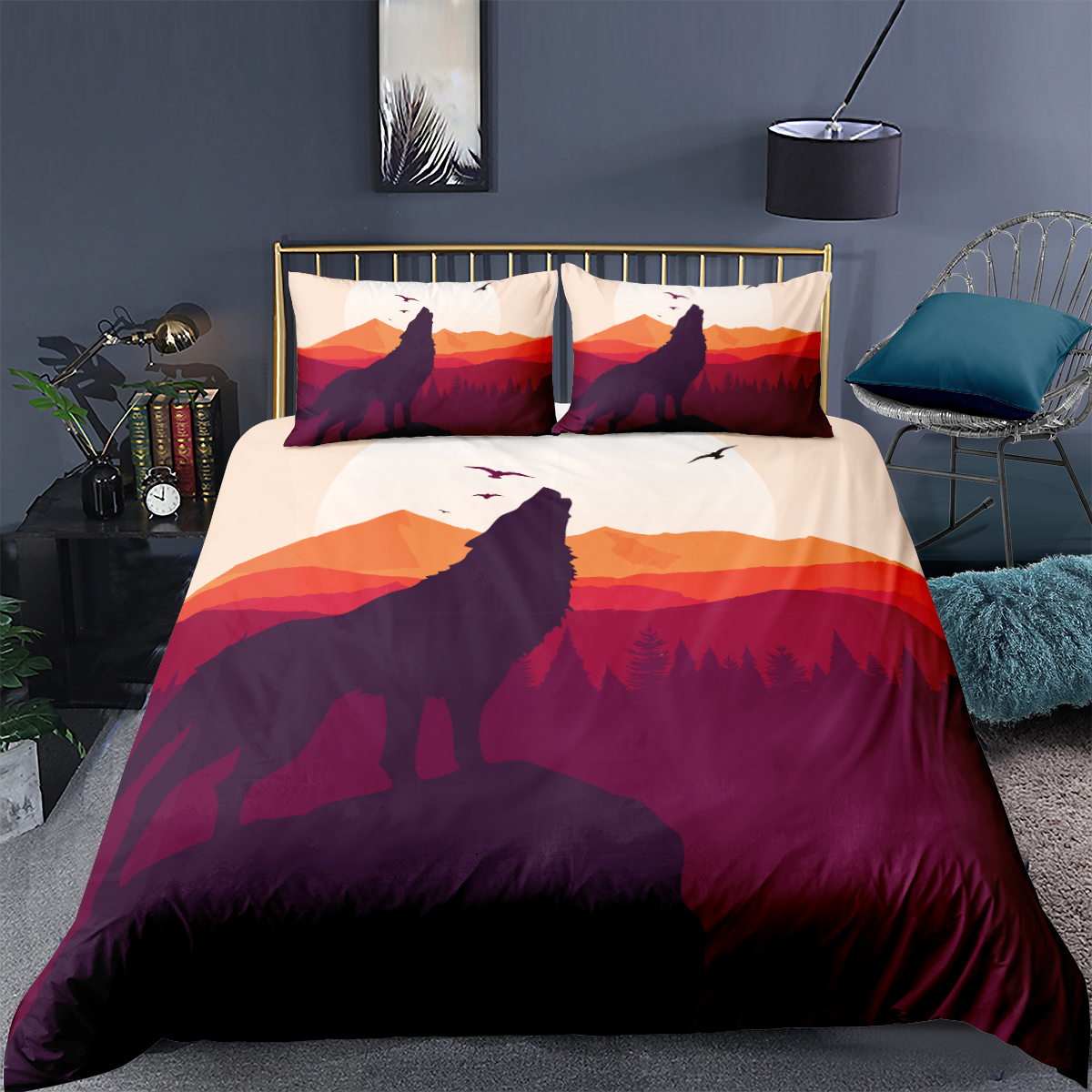 Kissing Parrot 3D Printing Duvet Quilt Doona Covers Pillow Case Bedding Sets