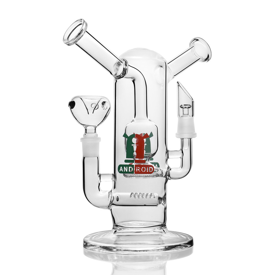 

Double Thick Beaker Glass Bongs Two Function Glass Water Pipes Recycler Oil Rigs Downstem Perc Big Unique Bong With 14mm Hookahs
